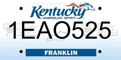 1EAO525 Kentucky License Plate