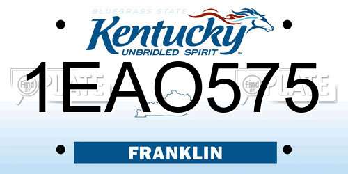 1EAO575 Kentucky License Plate