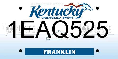 1EAQ525 Kentucky License Plate
