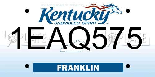 1EAQ575 Kentucky License Plate