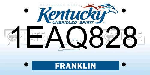 1EAQ828 Kentucky License Plate