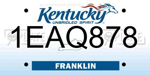 1EAQ878 Kentucky License Plate