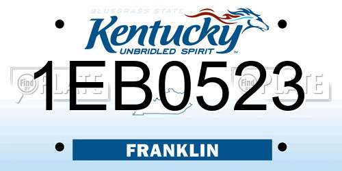 1EB0523 Kentucky License Plate