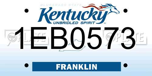 1EB0573 Kentucky License Plate