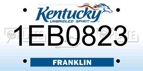 1EB0823 Kentucky License Plate