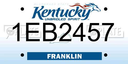 1EB2457 Kentucky License Plate