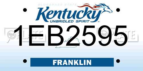 1EB2595 Kentucky License Plate