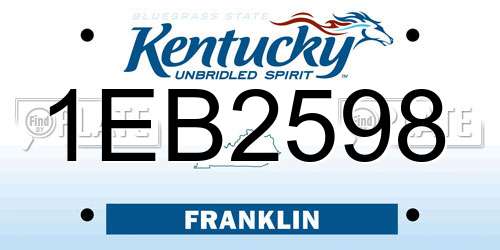 1EB2598 Kentucky License Plate
