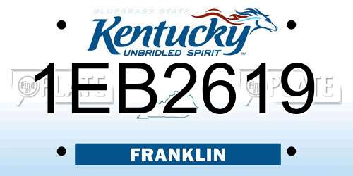 1EB2619 Kentucky License Plate