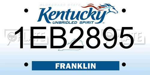 1EB2895 Kentucky License Plate