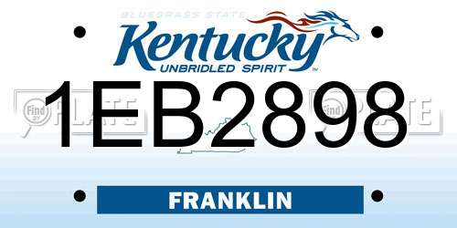 1EB2898 Kentucky License Plate