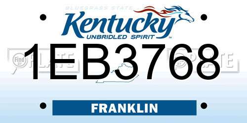 1EB3768 Kentucky License Plate