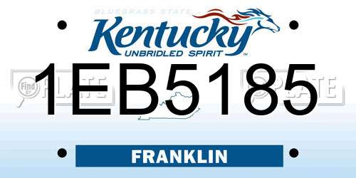 1EB5185 Kentucky License Plate