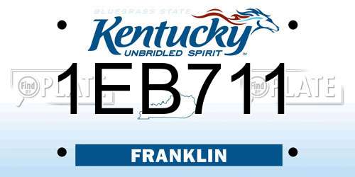 1EB711 Kentucky License Plate