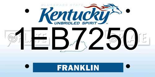 1EB7250 Kentucky License Plate