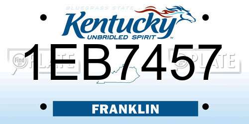 1EB7457 Kentucky License Plate