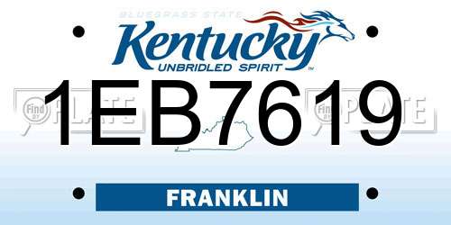 1EB7619 Kentucky License Plate