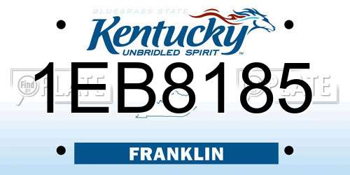 1EB8185 Kentucky License Plate