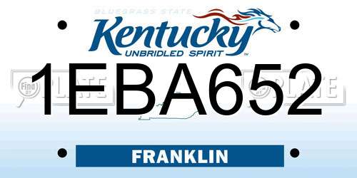1EBA652 Kentucky License Plate