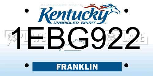 1EBG922 Kentucky License Plate