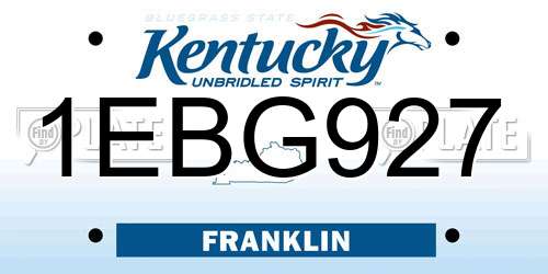 1EBG927 Kentucky License Plate