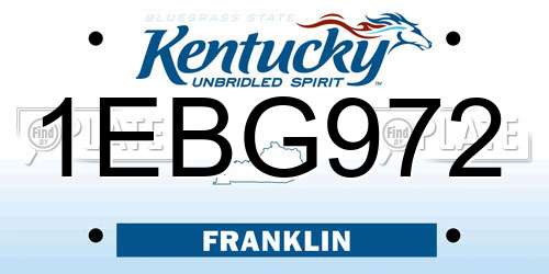 1EBG972 Kentucky License Plate