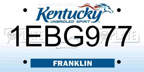 1EBG977 Kentucky License Plate