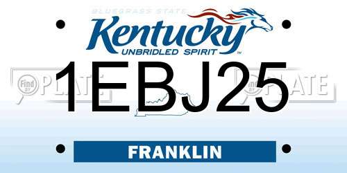 1EBJ25 Kentucky License Plate