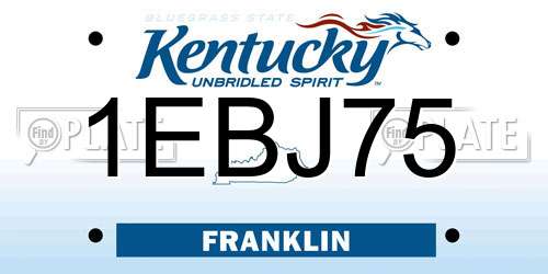 1EBJ75 Kentucky License Plate
