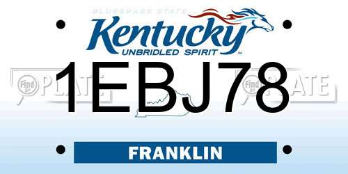 1EBJ78 Kentucky License Plate