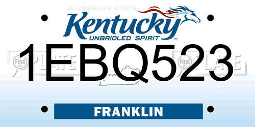 1EBQ523 Kentucky License Plate