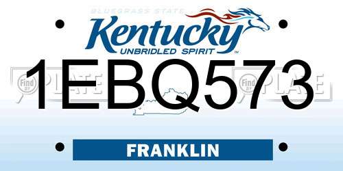 1EBQ573 Kentucky License Plate