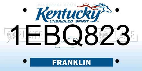 1EBQ823 Kentucky License Plate