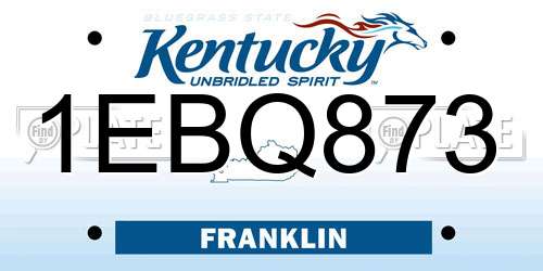 1EBQ873 Kentucky License Plate