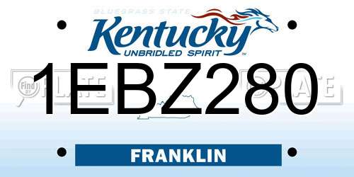 1EBZ280 Kentucky License Plate