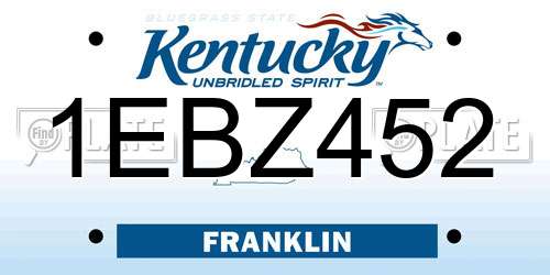 1EBZ452 Kentucky License Plate