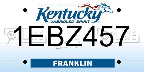 1EBZ457 Kentucky License Plate