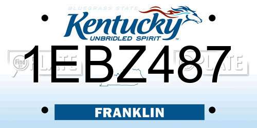 1EBZ487 Kentucky License Plate