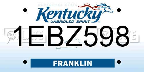 1EBZ598 Kentucky License Plate