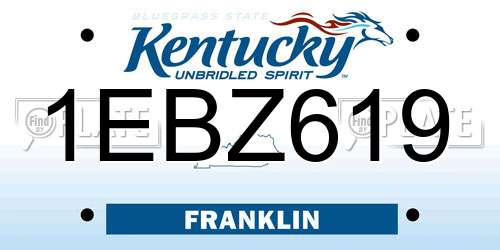 1EBZ619 Kentucky License Plate