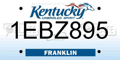 1EBZ895 Kentucky License Plate