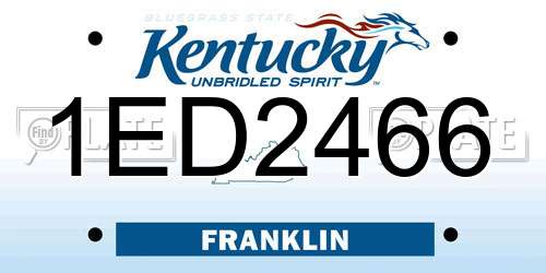 1ED2466 Kentucky License Plate
