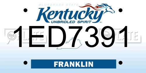 1ED7391 Kentucky License Plate
