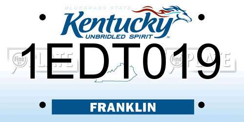 1EDT019 Kentucky License Plate