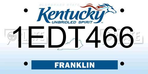 1EDT466 Kentucky License Plate