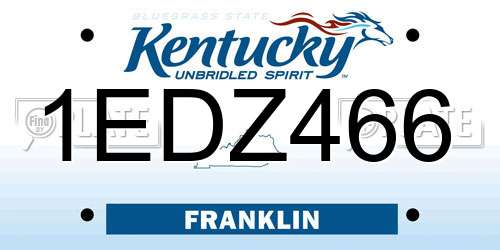 1EDZ466 Kentucky License Plate