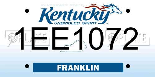 1EE1072 Kentucky License Plate