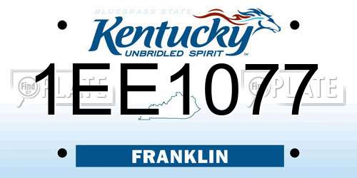 1EE1077 Kentucky License Plate