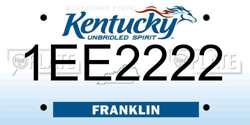 1EE2222 Kentucky License Plate