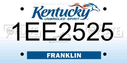 1EE2525 Kentucky License Plate